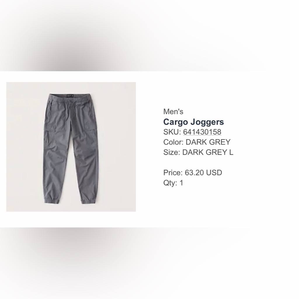 Abercrombie Men's Cargo Joggers - Dark Grey